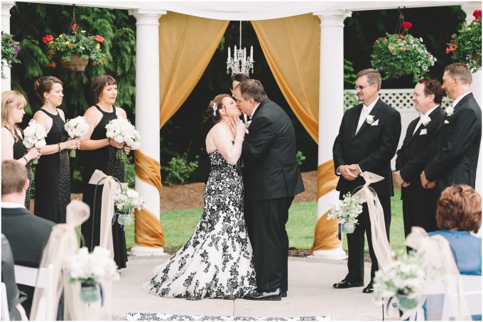 First Kiss at Ceremony at French Creek Manor in Snohomish, WA