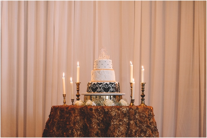 Gorgeous black and white cake for Wedding at French Creek Manor in Snohomish, WA