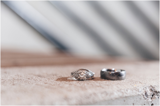 Wedding rings at the Fremont Foundry in Seattle. Image captured by Ardita Kola Photography.