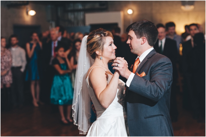 Bride and groom's first dance at the Fremont Foundry in Seattle. Image captured by Ardita Kola Photography.